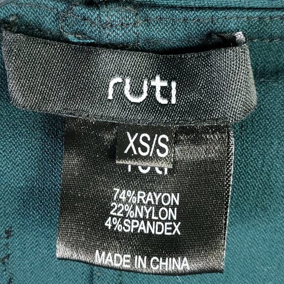 Ruti Forever Jacket Stretch Crosses Print Black Teal Size XS/S Goth Minimalist - Picture 3 of 15